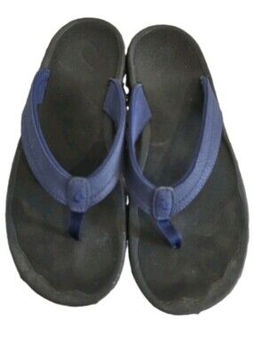 OluKai Ohana flip flops Womens Blue Shoes Sandals Size 9 Comfort Support Fall